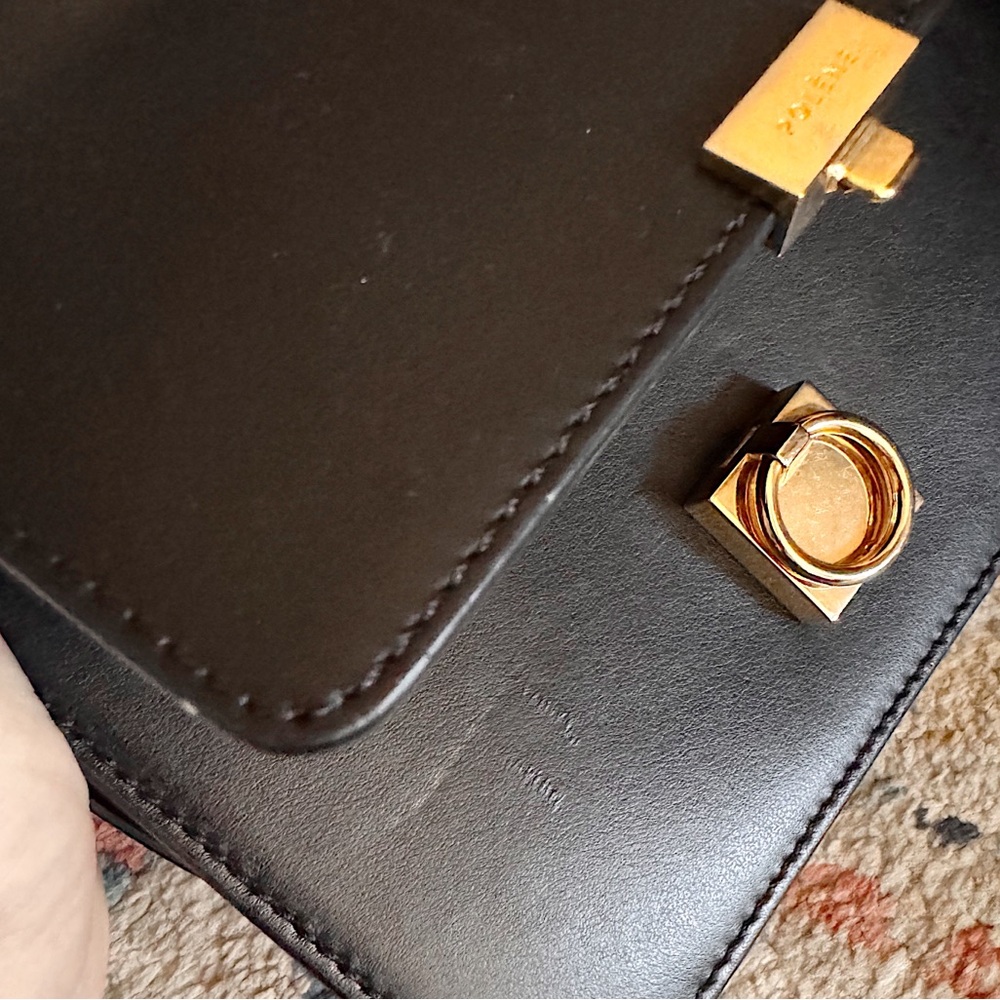 SOLD ❤️polene Numéro Sept Mini smooth leather chain crossbody top handle bl - Picture 15 of 17